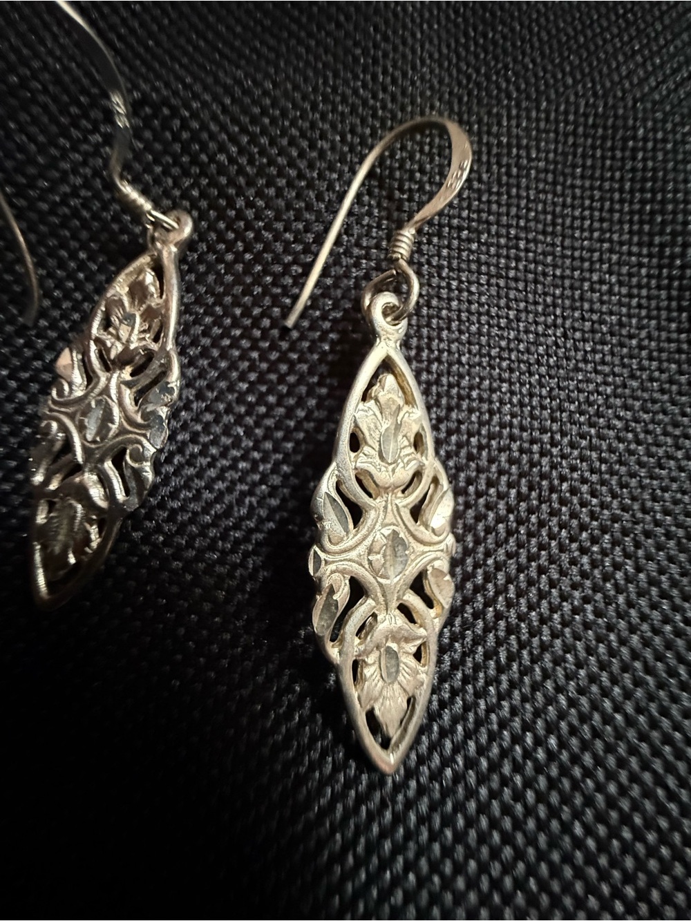 Sterling Silver Filigree Leaf Drop Earrings - Women Jewelry